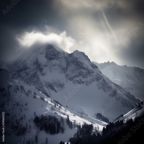 Majestic Peaks: A Snowy Mountain Range