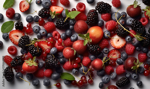 Berries on a white background, Generative AI photo