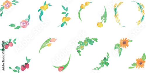                                                                                                             Watercolor painting. Watercolor touch plants and trees frame. Vector decorative frame set of plants and flowers.