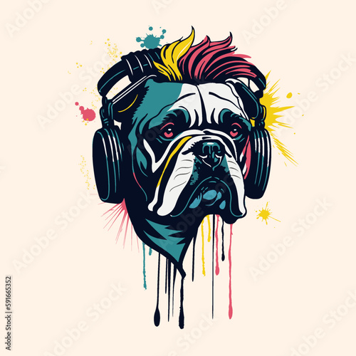 Colored pit bull in street art style. Color substitution is possible. Vector graphics