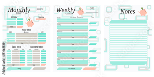 Vector illustration. Business planner. Income and expense planner