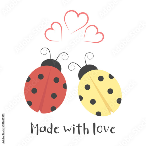 A couple of ladybugs. Design for a children's bodysuit. Cartoon illustration. Vector illustration