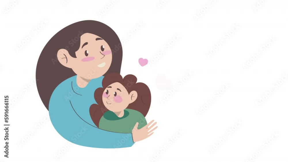 young mother with daughter characters animation young mother with daughter characters animation