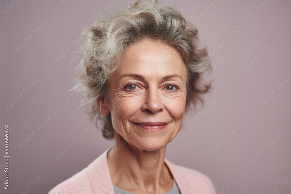 Portrait of a smiling senior woman looking at the camera over grey background Portrait of a smiling senior woman looking at the camera over grey background