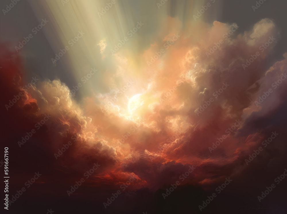 Generative AI: Stormy Sunrise Clouds on sky landscape Generative AI: Stormy Sunrise Clouds on sky landscape