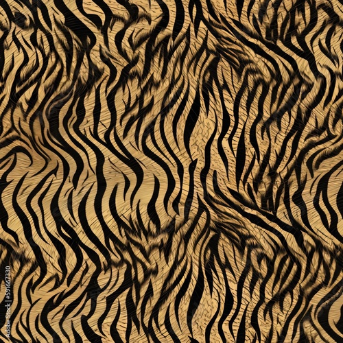 Unleash your wild side with a seamless tiger skin pattern. Perfect for fashion  home decor  and accessories. AI Generation