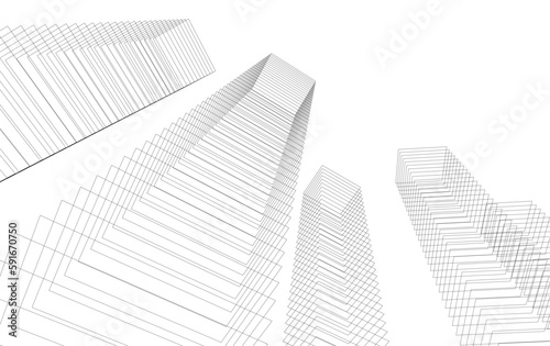 abstract architecture vector 3d drawing