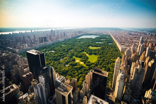 New York city. Aerial view. Central park. Generative ai.