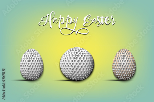 Happy Easter. Eggs shaped golf balls