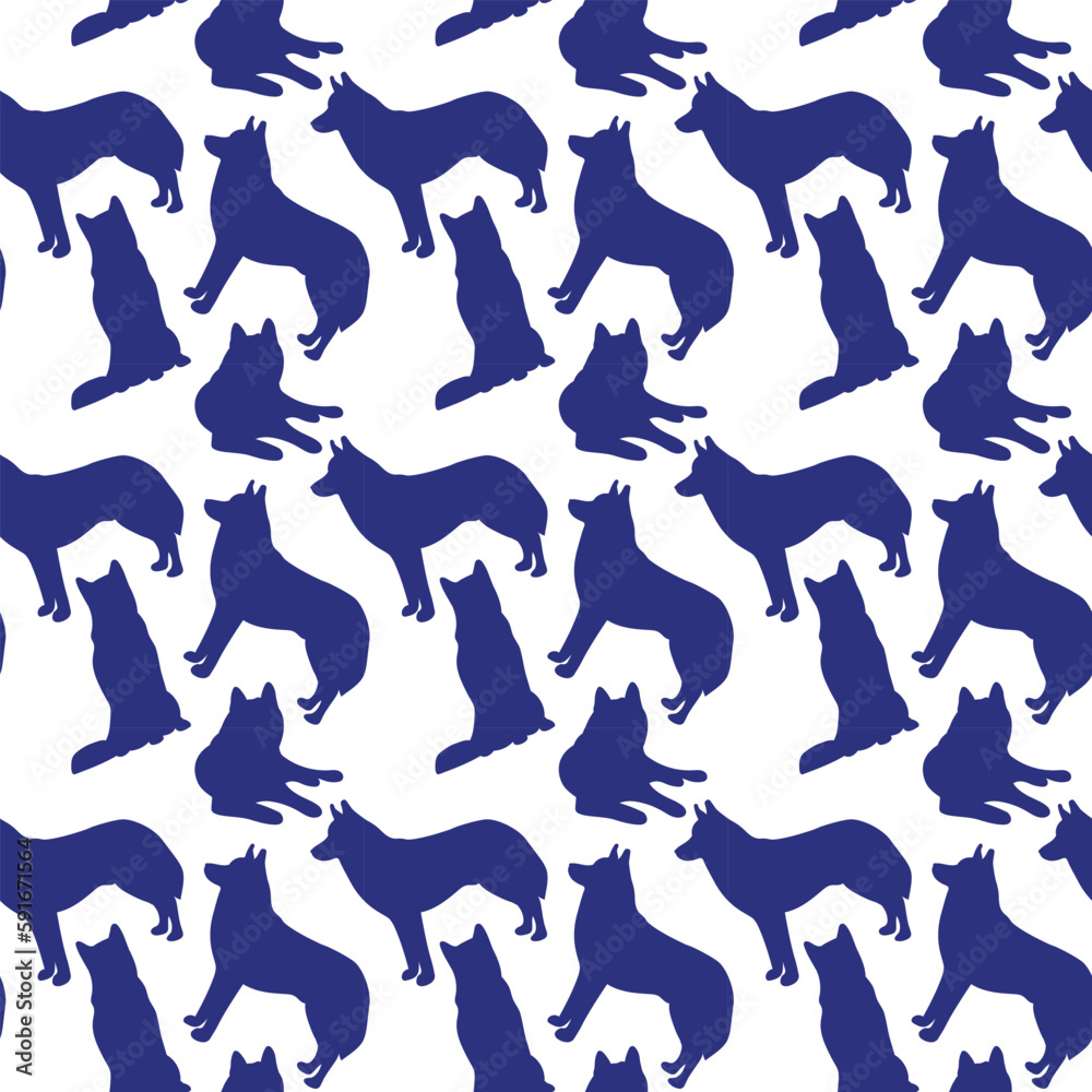 Dog silhouettes pattern fabric. Elegant, soft seamless background, abstract background with husky dog shapes on a white background. Birthday present, simple plain wrapping paper, card. Clean style Dog silhouettes pattern fabric. Elegant, soft seamless background, abstract background with husky dog shapes on a white background. Birthday present, simple plain wrapping paper, card. Clean style