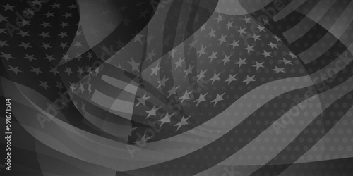USA independence day abstract background with elements of the american flag in black abd gray colors