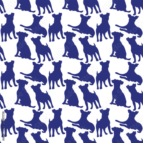 Dog silhouettes pattern fabric. Elegant  soft seamless background  abstract background with Jack Russell dog shapes on a white background. Birthday present  simple plain wrapping paper. Clean style