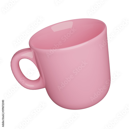 3d pink cup isolated on white