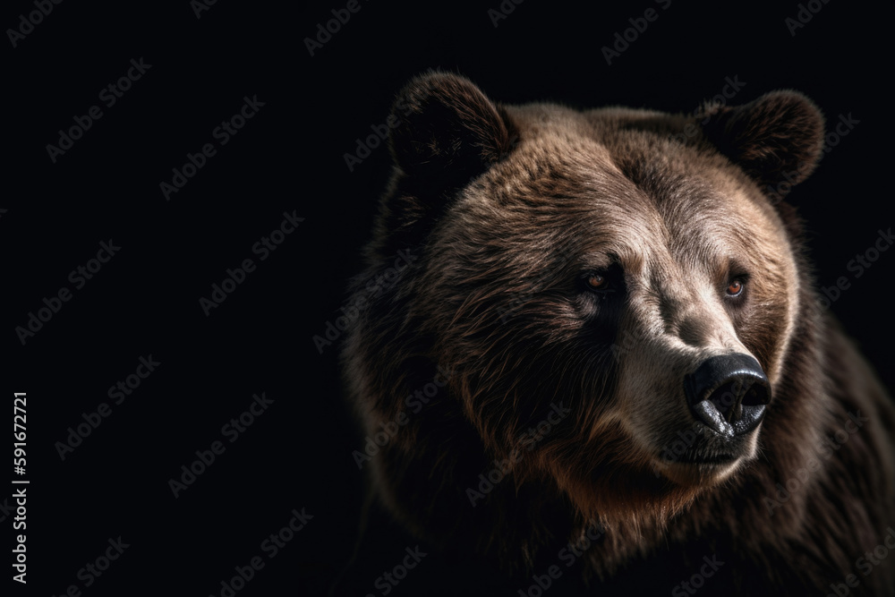 Obraz premium brown bear close up, Generative AI