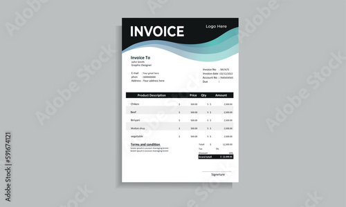 Creative invoice template vector.