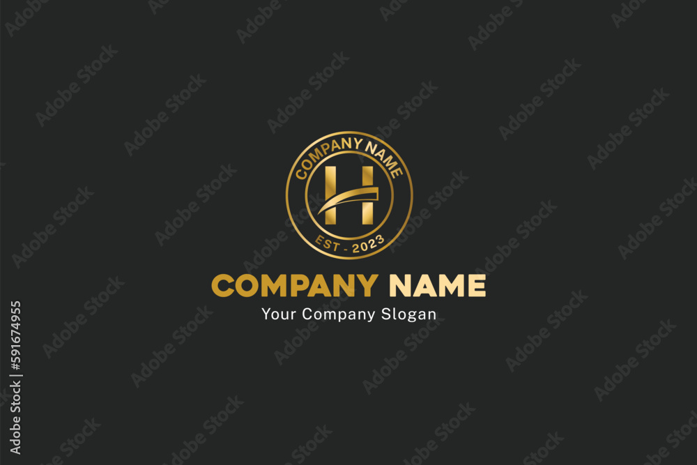 H alphabet abstract gold logo circular icon symbol business H alphabet abstract gold logo circular icon symbol business