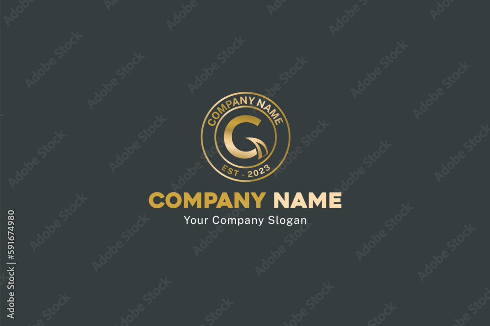 G alphabet abstract gold logo circular icon symbol business