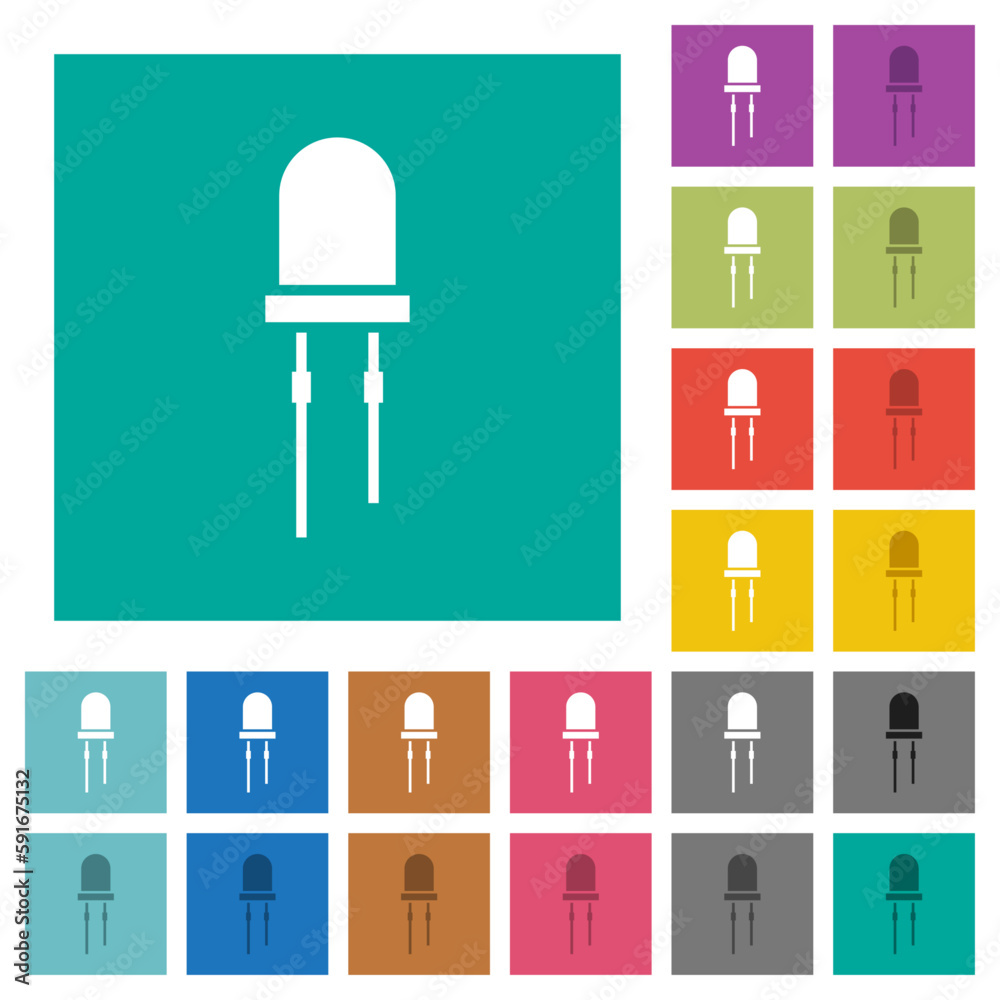 Light Emitting Diode square flat multi colored icons Light Emitting Diode square flat multi colored icons