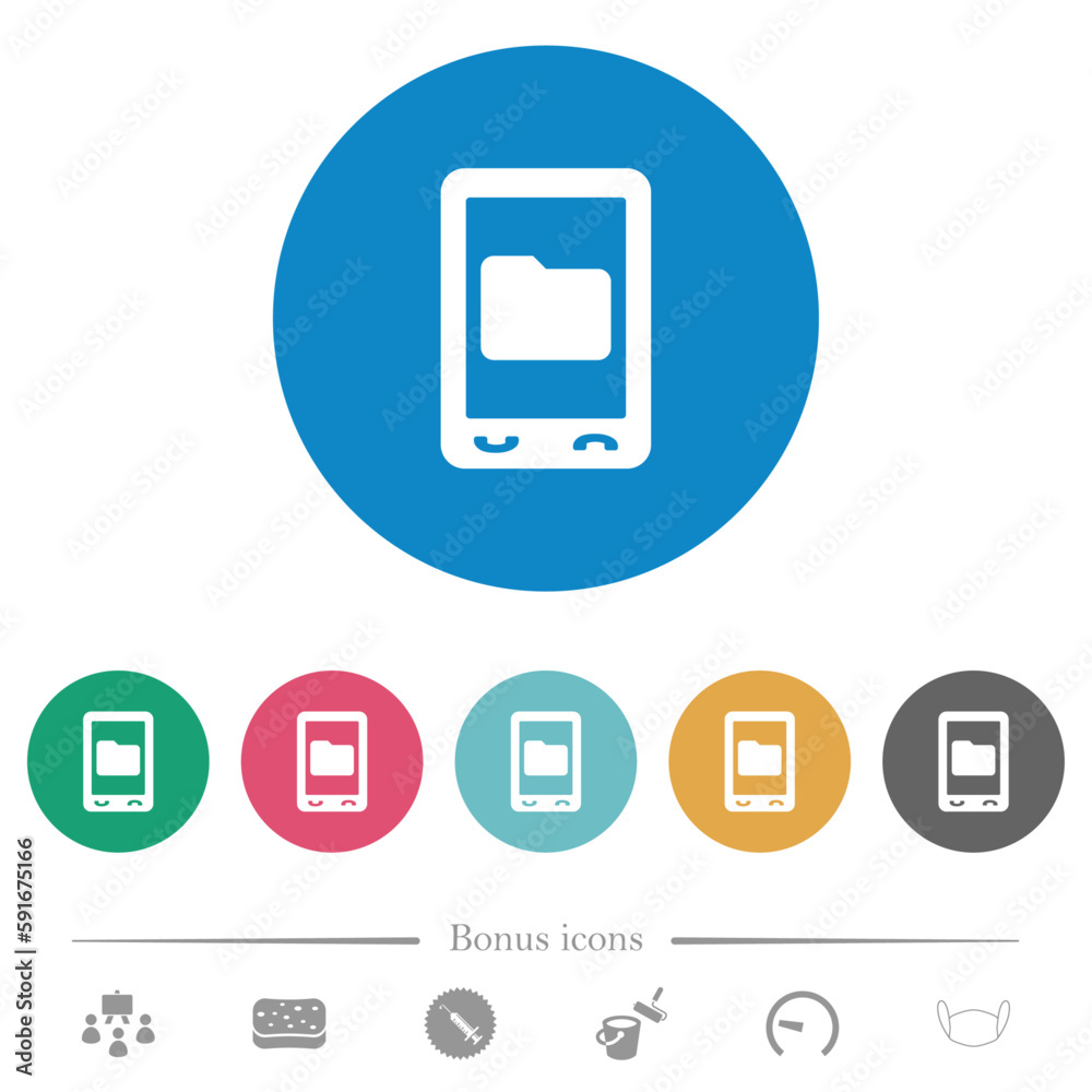 Mobile data storage flat round icons Mobile data storage flat round icons