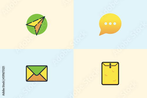 Email icons for ui-ux design application and website decent colors