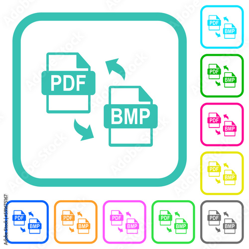 PDF BMP file conversion vivid colored flat icons