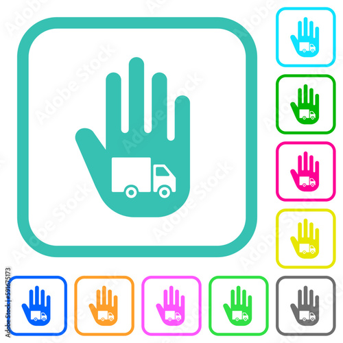 Hand shaped transport sanction sign solid vivid colored flat icons