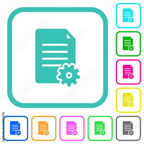 Document setup solid vivid colored flat icons