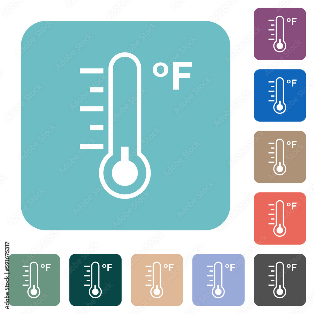 Fahrenheit thermometer cold temperature rounded square flat icons Fahrenheit thermometer cold temperature rounded square flat icons