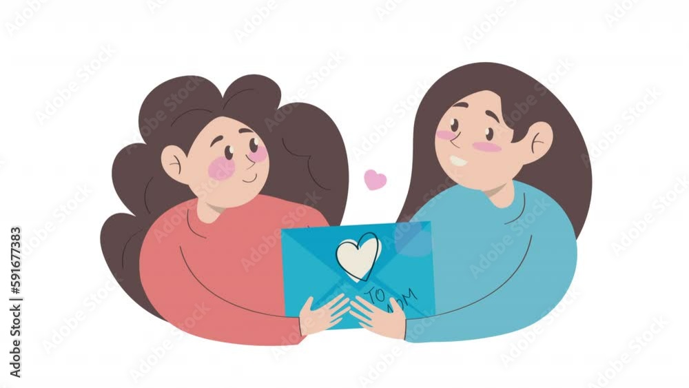 women with love letter animation women with love letter animation