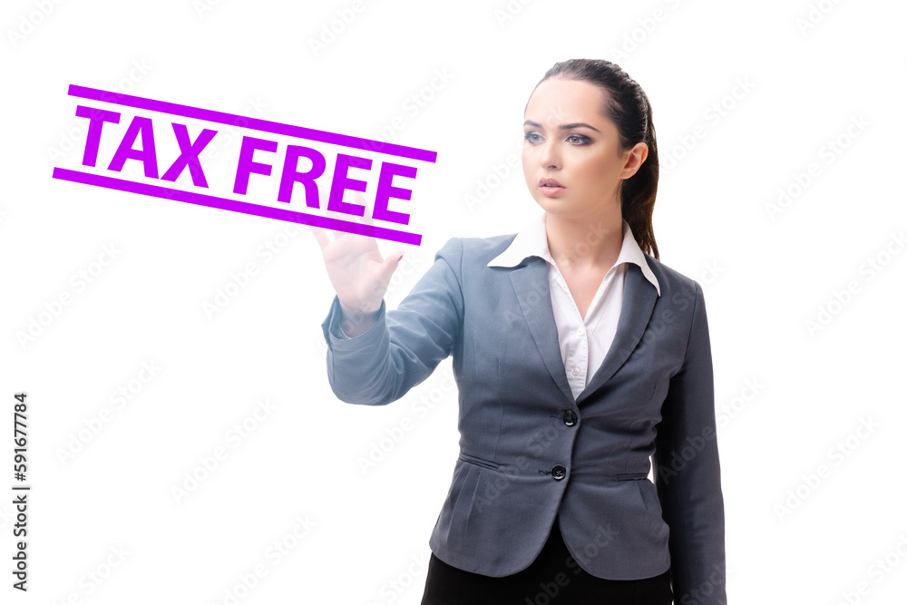 Tax free shopping concept with businesswoman Tax free shopping concept with businesswoman