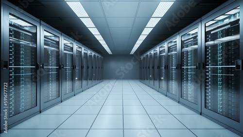 A Cutting-Edge Data Center Server Room in Action