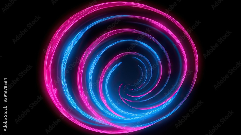 A blue and pink swirl on a black background created with Generative AI technology A blue and pink swirl on a black background created with Generative AI technology
