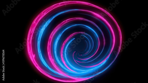 A blue and pink swirl on a black background created with Generative AI technology