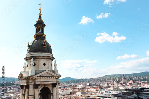 Budapest cityscape from Saint Stephen's Basilica's panorama tower