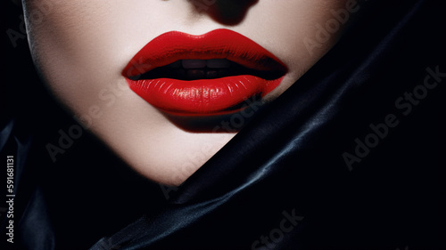A closeup of a woman with red lips © kamilla