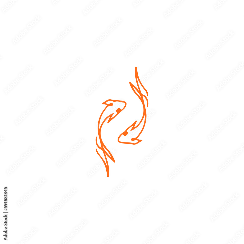 vector illustration of two fish line concept vector illustration of two fish line concept