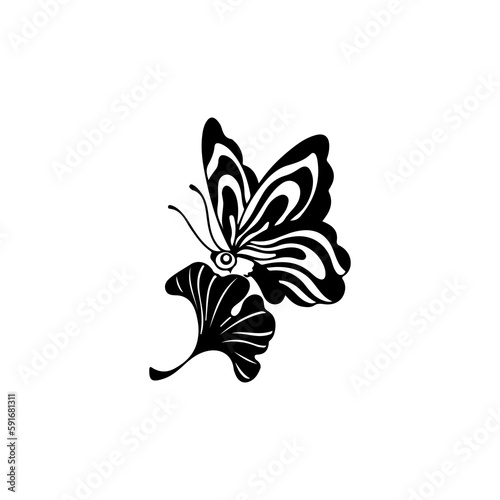 vector illustration of a butterfly clinging to a flower