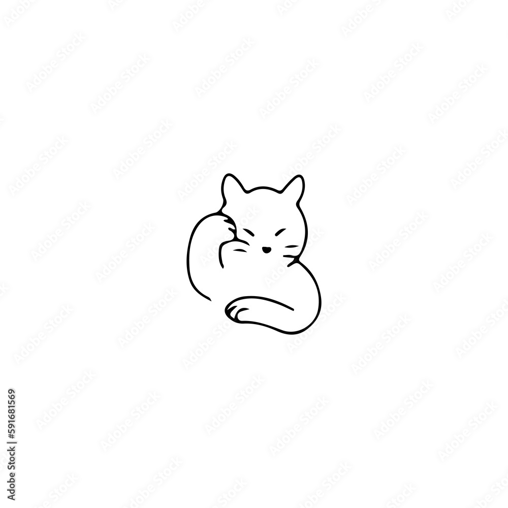 cute cat doodle illustration vector cute cat doodle illustration vector