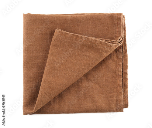 Folded brown linen napkin o...
