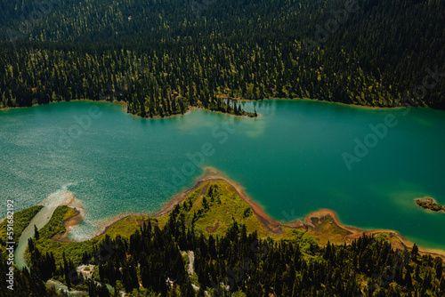 Glacier lake view from above