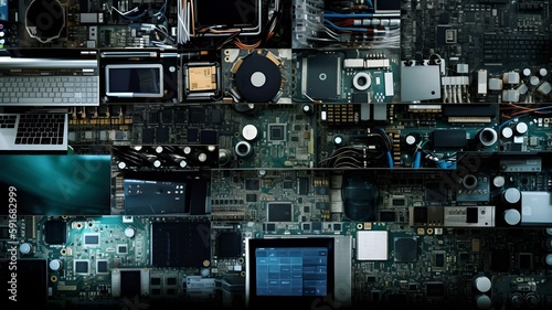 A Creative Collage of Circuit Boards and Computer Components