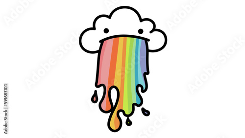 cloud vomiting rainbow vector cartoon illustration