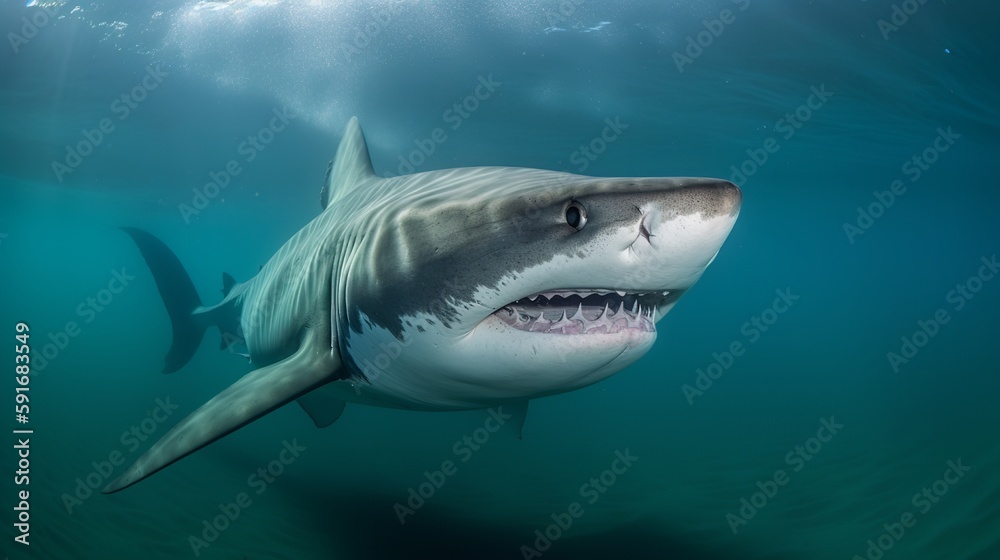 Fototapeta premium Majestic Tiger Shark: Graceful Power on Display
