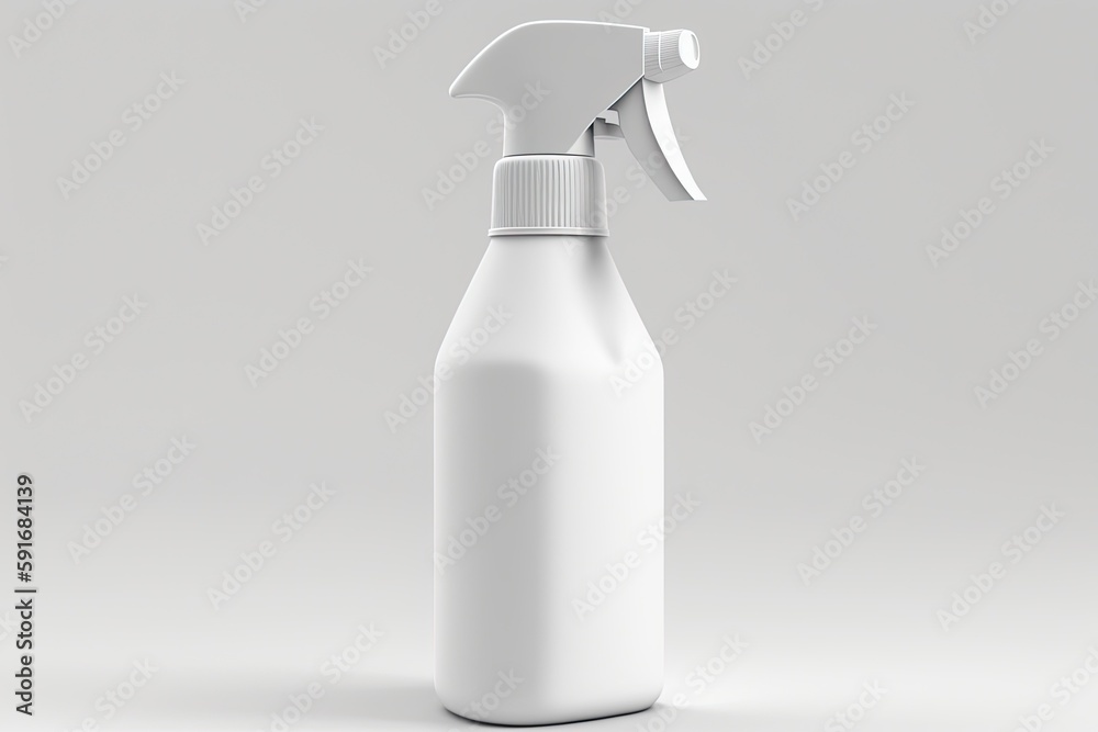 minimalist white spray bottle on a plain white background. Generative AI minimalist white spray bottle on a plain white background. Generative AI