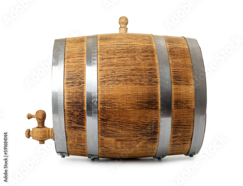 Oak barrel with metal hoops...