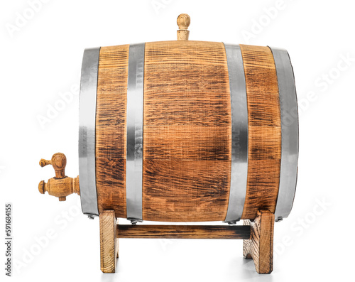 Oak barrel with metal hoops...