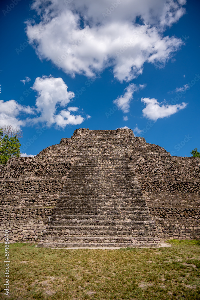 Ancient mayan ruins of Chacchoben in the jungle near the cruise terminal at Costa Maya.
