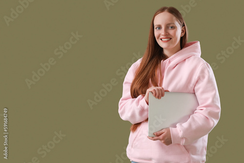 Female programmer with lapt...