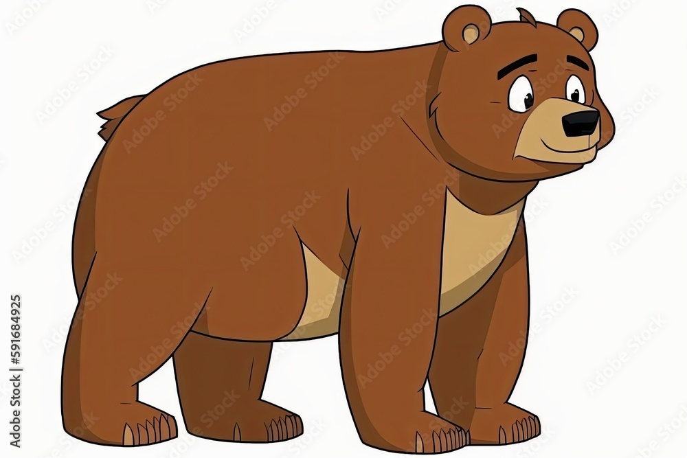 Obraz premium brown bear standing upright on its hind legs in a forest. Generative AI