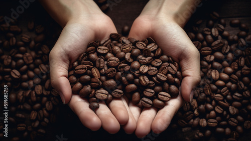 Hands Holding Perfectly Roasted Coffee Beans
